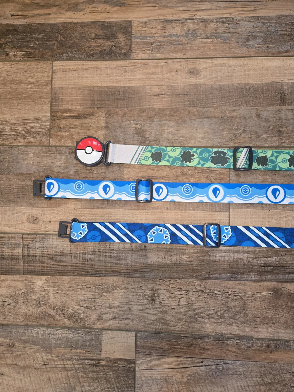 Pokémon Belt Lot Set of 3 Pokéball Buckle Adjustable Bulbasaur Water Ice Type